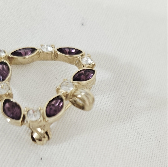 Amethyst Purple Rhinestone Heart Brooch / Pendant - Picture 2 of 3